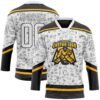 Custom White Black-Gold Foodie Fast Food Hockey Lace Neck Jersey
