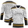 Custom White Black-Gold Foodie Fast Food Hockey Lace Neck Jersey
