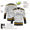 Custom White Black-Gold Foodie Fast Food Hockey Lace Neck Jersey