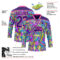 Custom Purple Pink-Yellow Trippy Psychedelic Hockey Lace Neck Jersey