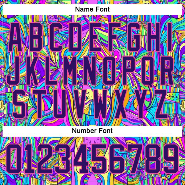 Custom Purple Pink-Yellow Trippy Psychedelic Hockey Lace Neck Jersey