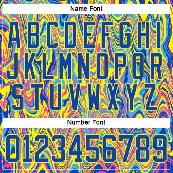 Custom Yellow Thunder Blue Pink-Light Yellow Trippy Psychedelic Fluid Hockey Lace Neck Jersey