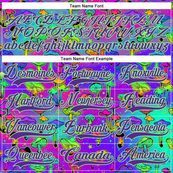 Custom Purple Pea Green-Black Trippy Psychedelic Magic Mushrooms Hockey Lace Neck Jersey