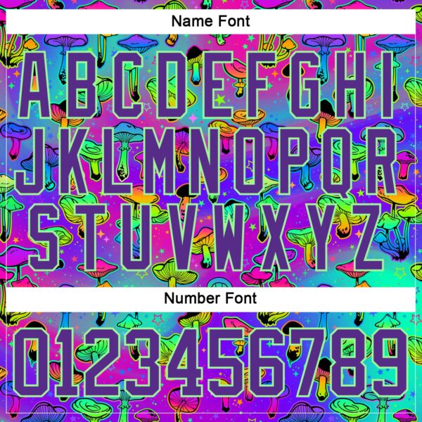 Custom Purple Pea Green-Black Trippy Psychedelic Magic Mushrooms Hockey Lace Neck Jersey