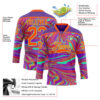 Custom Purple Orange-Pea Green Trippy Psychedelic Fluid Hockey Lace Neck Jersey