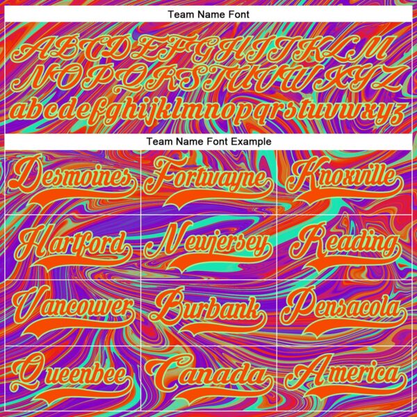 Custom Purple Orange-Pea Green Trippy Psychedelic Fluid Hockey Lace Neck Jersey