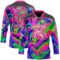 Custom Black Hot Pink-Pea Green Trippy Psychedelic Neon Trendy Holographic Vaporwave Style Hockey Lace Neck Jersey