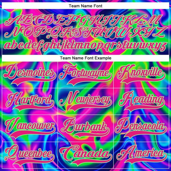 Custom Black Hot Pink-Pea Green Trippy Psychedelic Neon Trendy Holographic Vaporwave Style Hockey Lace Neck Jersey