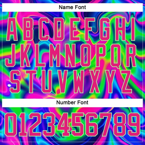 Custom Black Hot Pink-Pea Green Trippy Psychedelic Neon Trendy Holographic Vaporwave Style Hockey Lace Neck Jersey