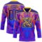 Custom Dark Purple Red-Yellow Trippy Psychedelic Fluid Hockey Lace Neck Jersey