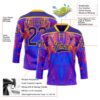 Custom Dark Purple Red-Yellow Trippy Psychedelic Fluid Hockey Lace Neck Jersey