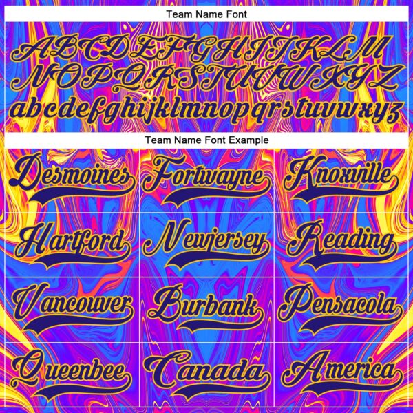 Custom Dark Purple Red-Yellow Trippy Psychedelic Fluid Hockey Lace Neck Jersey