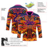 Custom Navy Yellow-Deep Pink Trippy Psychedelic Fluid Hockey Lace Neck Jersey