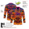 Custom Navy Yellow-Deep Pink Trippy Psychedelic Fluid Hockey Lace Neck Jersey