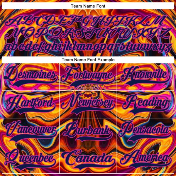 Custom Navy Yellow-Deep Pink Trippy Psychedelic Fluid Hockey Lace Neck Jersey