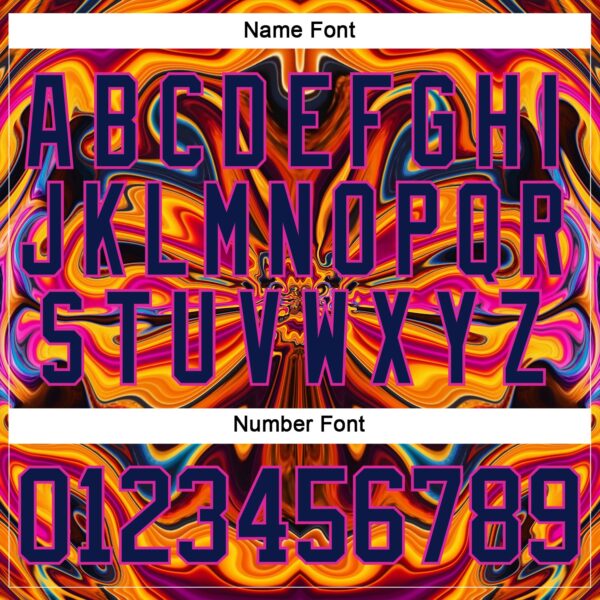 Custom Navy Yellow-Deep Pink Trippy Psychedelic Fluid Hockey Lace Neck Jersey