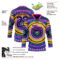 Custom Navy Purple Yellow-Deep Pink Trippy Psychedelic Hockey Lace Neck Jersey