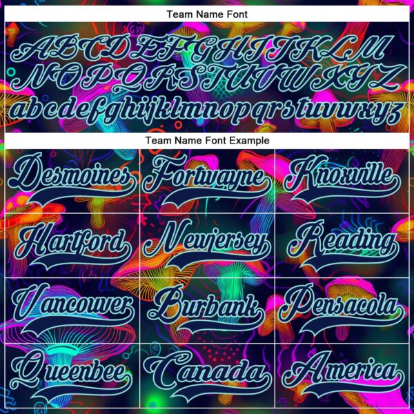 Custom Navy Ice Blue Yellow-Pink Trippy Psychedelic Magic Mushrooms Hockey Lace Neck Jersey