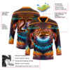 Custom Brown Bay Orange Red-Blue Trippy Psychedelic Fluid Hockey Lace Neck Jersey