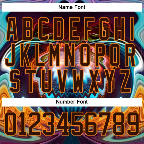 Custom Brown Bay Orange Red-Blue Trippy Psychedelic Fluid Hockey Lace Neck Jersey