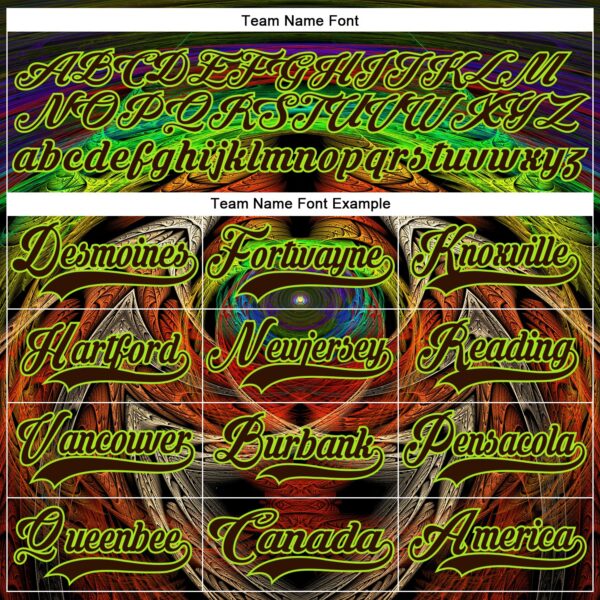 Custom Brown Neon Green Red-Blue Trippy Psychedelic Hockey Lace Neck Jersey