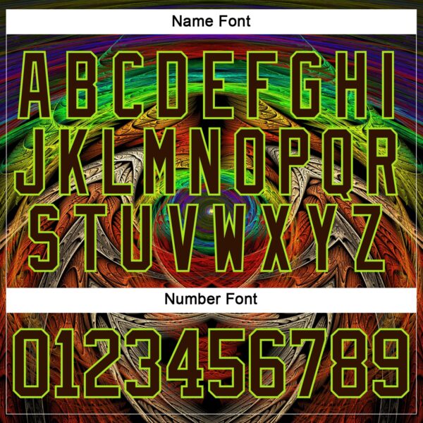 Custom Brown Neon Green Red-Blue Trippy Psychedelic Hockey Lace Neck Jersey