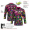 Custom Black Hot Pink Trippy Psychedelic Magic Mushrooms Hockey Lace Neck Jersey