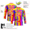 Custom Light Yellow Pink Purple Red-Green Trippy Psychedelic Neon Splash Hockey Lace Neck Jersey