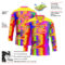 Custom Light Yellow Pink Purple Red-Green Trippy Psychedelic Neon Splash Hockey Lace Neck Jersey