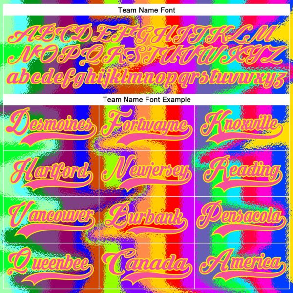 Custom Light Yellow Pink Purple Red-Green Trippy Psychedelic Neon Splash Hockey Lace Neck Jersey