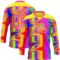 Custom Light Yellow Pink Purple Red-Green Trippy Psychedelic Neon Splash Hockey Lace Neck Jersey