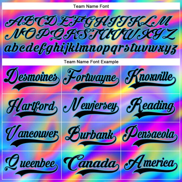 Custom Black Sky Blue Yellow-Green Trippy Psychedelic Neon Trendy Holographic Vaporwave Style Hockey Lace Neck Jersey