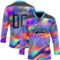 Custom Black Sky Blue Yellow-Green Trippy Psychedelic Neon Trendy Holographic Vaporwave Style Hockey Lace Neck Jersey