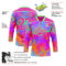 Custom Deep Pink Pea Green Purple-Orange Trippy Psychedelic Neon Hockey Lace Neck Jersey