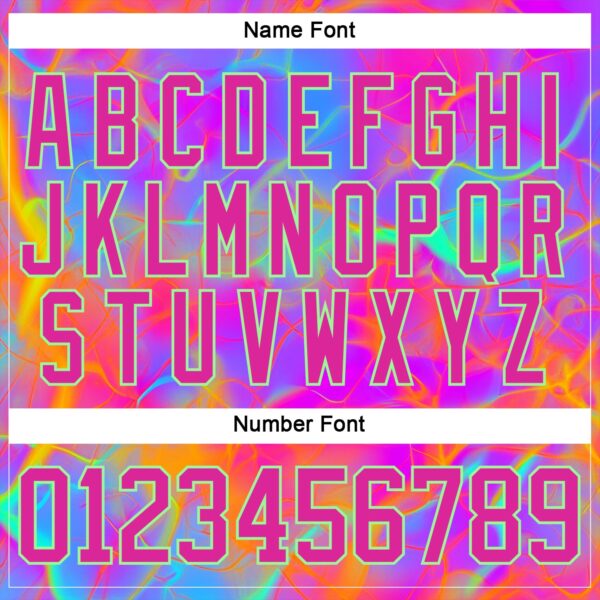 Custom Deep Pink Pea Green Purple-Orange Trippy Psychedelic Neon Hockey Lace Neck Jersey