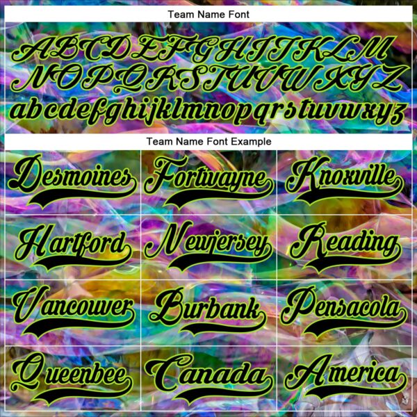 Custom Black Neon Green Trippy Psychedelic Trendy Holographic Vaporwave Style Hockey Lace Neck Jersey