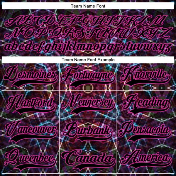 Custom Black Deep Pink-Blue Trippy Psychedelic Geometric Hockey Lace Neck Jersey