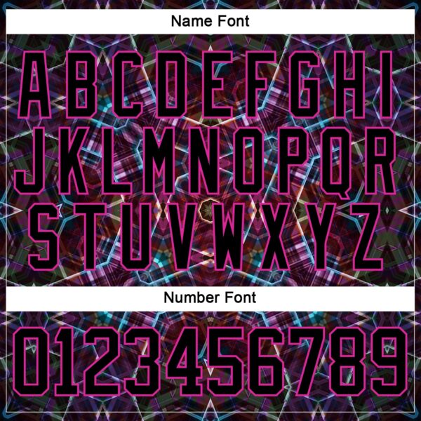 Custom Black Deep Pink-Blue Trippy Psychedelic Geometric Hockey Lace Neck Jersey