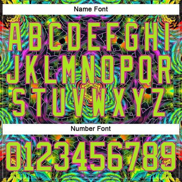 Custom Black Neon Green-Hot Pink Trippy Psychedelic Geometric Hockey Lace Neck Jersey