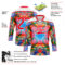 Custom White Fire Red Green Blue-Yellow Trippy Psychedelic Geometric Hockey Lace Neck Jersey