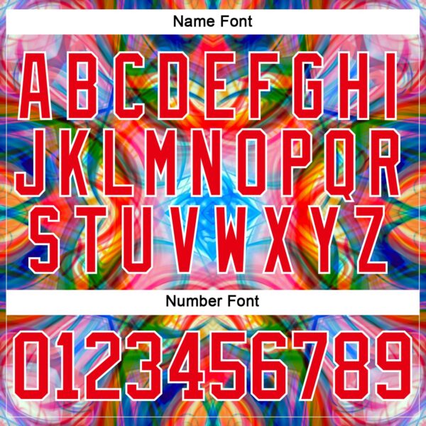 Custom White Fire Red Green Blue-Yellow Trippy Psychedelic Geometric Hockey Lace Neck Jersey