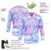 Custom Light Purple Pink Blue-White Trippy Psychedelic Fluid Trendy Holographic Vaporwave Style Hockey Lace Neck Jersey