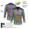 Custom Black Purple Green Orange-White Trippy Psychedelic Geometric Hockey Lace Neck Jersey