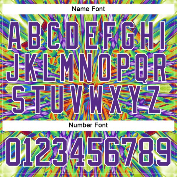 Custom Black Purple Green Orange-White Trippy Psychedelic Geometric Hockey Lace Neck Jersey