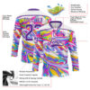 Custom White Purple Yellow Pink-Blue Trippy Psychedelic Fluid Hockey Lace Neck Jersey