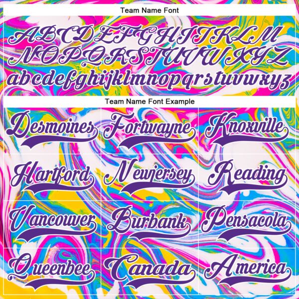 Custom White Purple Yellow Pink-Blue Trippy Psychedelic Fluid Hockey Lace Neck Jersey