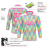 Custom White Pink Green Yellow-Purple Trippy Psychedelic Neon Hockey Lace Neck Jersey