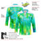 Custom Green Lakes Blue-White Trippy Psychedelic Geometric Hockey Lace Neck Jersey
