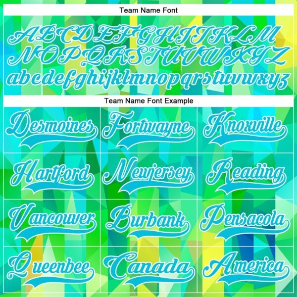 Custom Green Lakes Blue-White Trippy Psychedelic Geometric Hockey Lace Neck Jersey