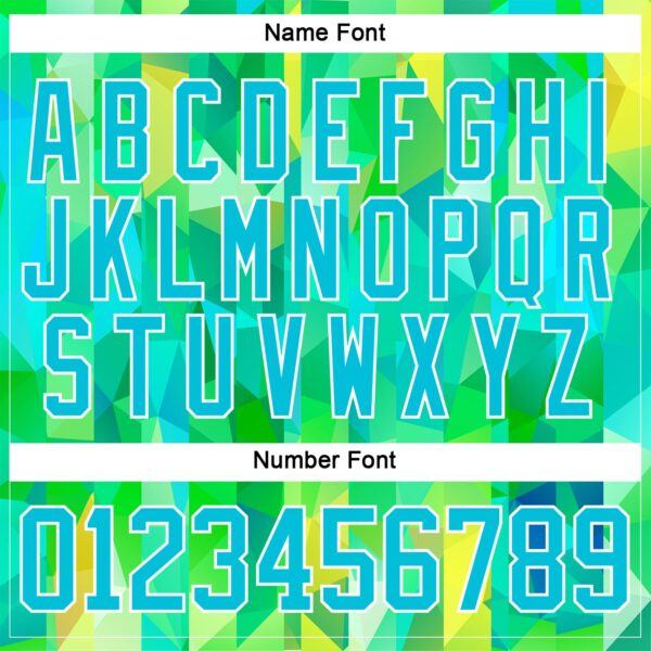 Custom Green Lakes Blue-White Trippy Psychedelic Geometric Hockey Lace Neck Jersey